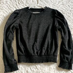 Big Girls Black Sparkle Long Sleeve Top.